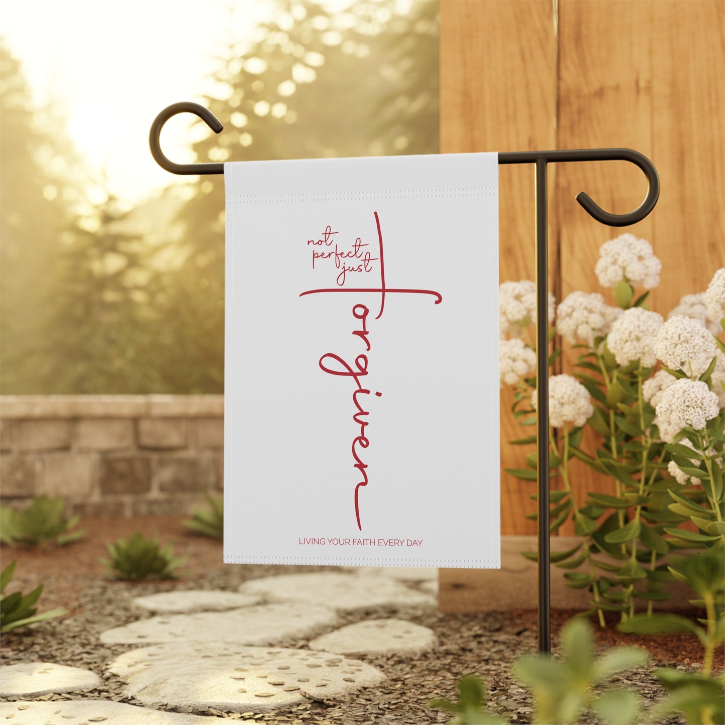 "Not Perfect—Just Forgiven" Faith-Themed Garden Banner