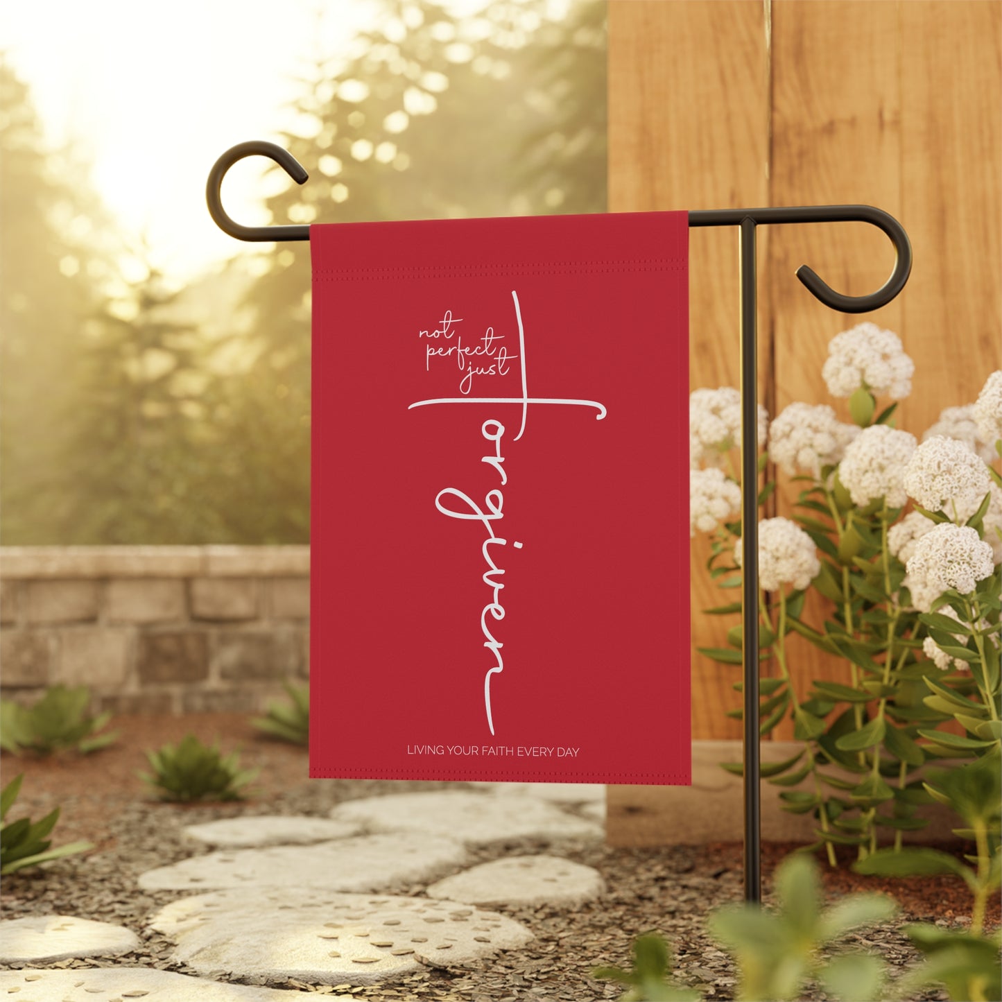 "Not Perfect—Just Forgiven" | Inspirational Garden Banner