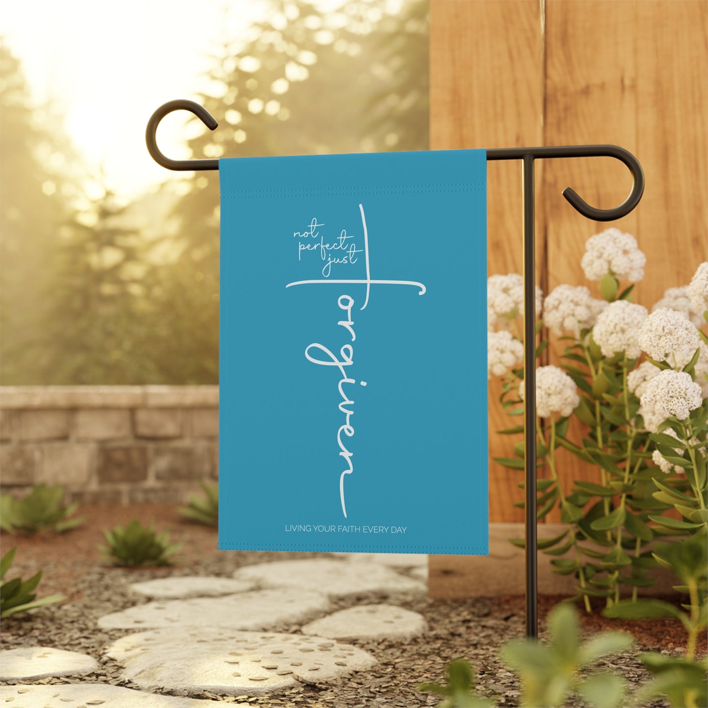 "Not Perfect—Just Forgiven" | Inspirational Garden Banner