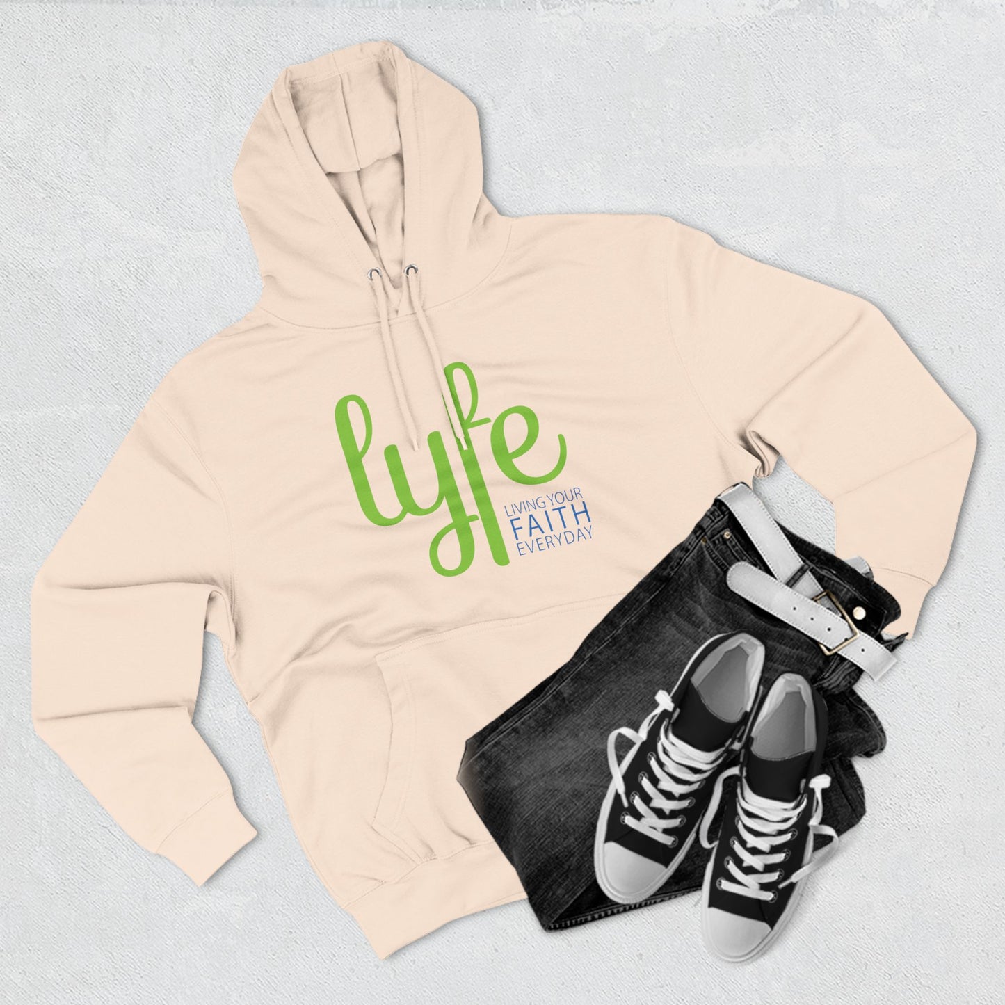 LYFE: Living Your Faith Everyday | Three-Panel Fleece Hoodie