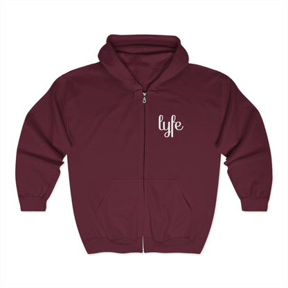 "LYFE" Embroidered | Stylish Unisex Full Zip Hoodie - Cozy & Versatile