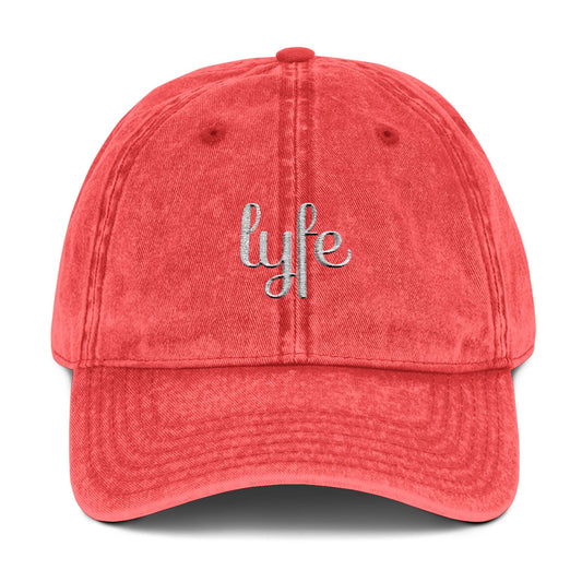 Vintage Embroidered Adjustable Cap - 'LYFE'