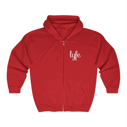 "LYFE" Embroidered | Stylish Unisex Full Zip Hoodie - Cozy & Versatile