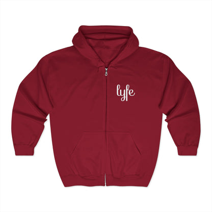 "LYFE" Embroidered | Stylish Unisex Full Zip Hoodie - Cozy & Versatile