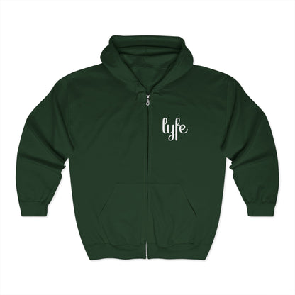 "LYFE" Embroidered | Stylish Unisex Full Zip Hoodie - Cozy & Versatile