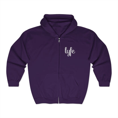 "LYFE" Embroidered | Stylish Unisex Full Zip Hoodie - Cozy & Versatile