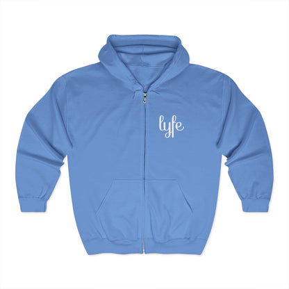 "LYFE" Embroidered | Stylish Unisex Full Zip Hoodie - Cozy & Versatile